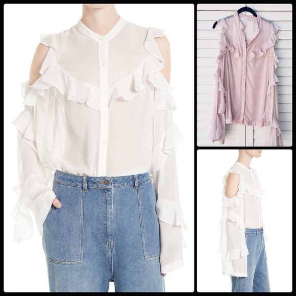 ROBERT RODRIGUEZ 🌸 Silk Cold Shoulder Blouse NWT - Picture 1 of 6